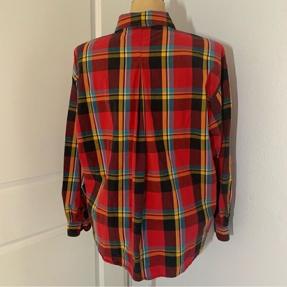 Liz Wear Cotton Red Plaid Flannel - Picture 4 of 6